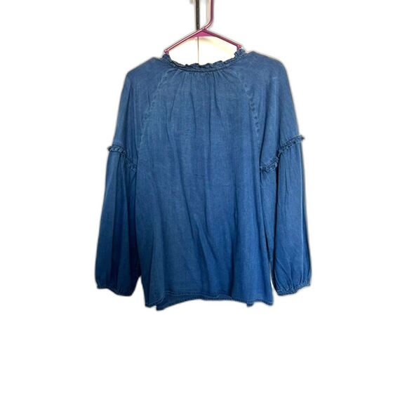 OLD NAVY Denim Chambray Balloon Sleeve Blouse Women's Size M - Picture 2 of 6